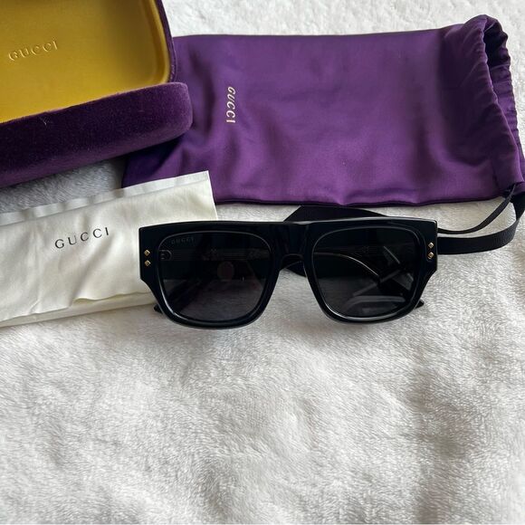 Gucci Black Square Unisex Sunglasses GG1262S - Picture 1 of 13